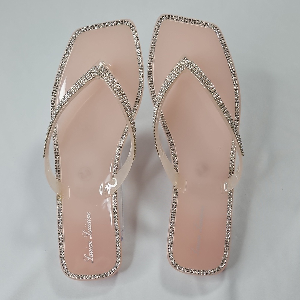 Lauren Lorraine Tampa Pink Jelly Crystal Thong Flip Flop Size 6.5 NWT